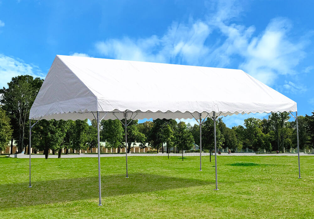 集会用テント スーパーキングEテント（ターポリン生地製） 2間×3間 3.55m×5.31m・6坪 組立式パイプテント - 3