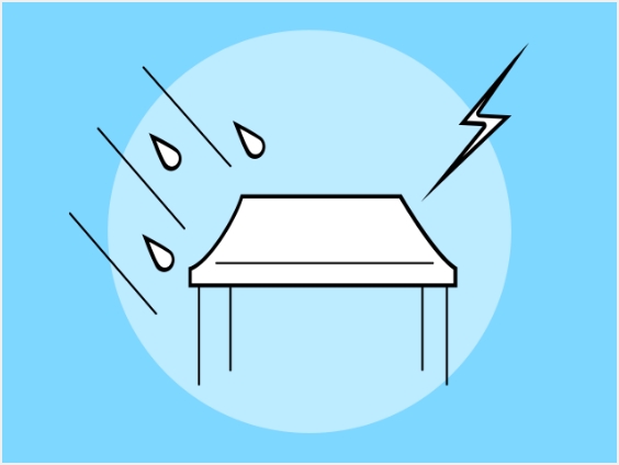 雨・風・雷に備えた安全対策のイラスト